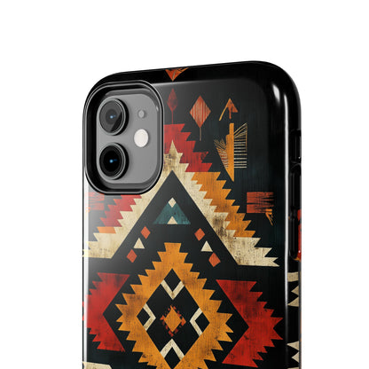 Southwestern Tribal Diamond Tough iPhone Case – Bold Geometric Pattern, Dual - Layer Protection - BOGO Cases