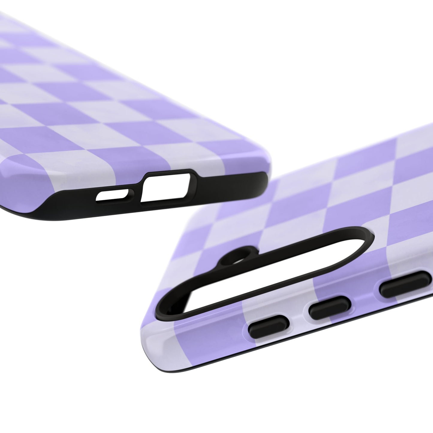 Lavender Checkerboard Samsung Galaxy Case – Shockproof, Smooth Matte Finish, Dual-Layer Design