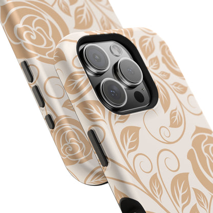 Vintage Rose Vine Tough MagSafe iPhone Case – Elegant Floral Pattern with Dual-Layer Protection