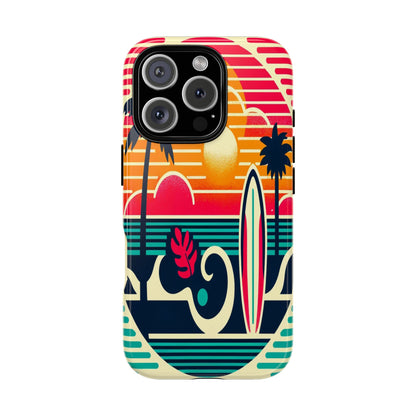 Retro Beach Vibes iPhone Case - Sunset Surfing Protective Cover