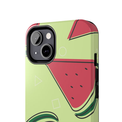 Watermelon Slice iPhone Case – Fresh & Fun Design with Retro Geometric Pattern