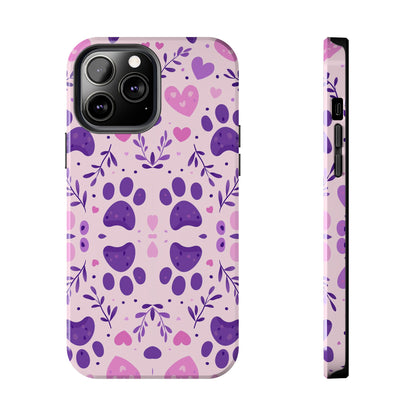 Pastel Paw Print iPhone Case - Cute Pet-Themed Floral Protective Cover