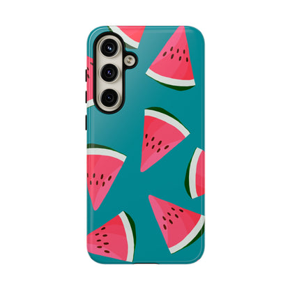 Watermelon Bliss Samsung Galaxy Case – Vibrant Summer Fruit Design on Teal Background