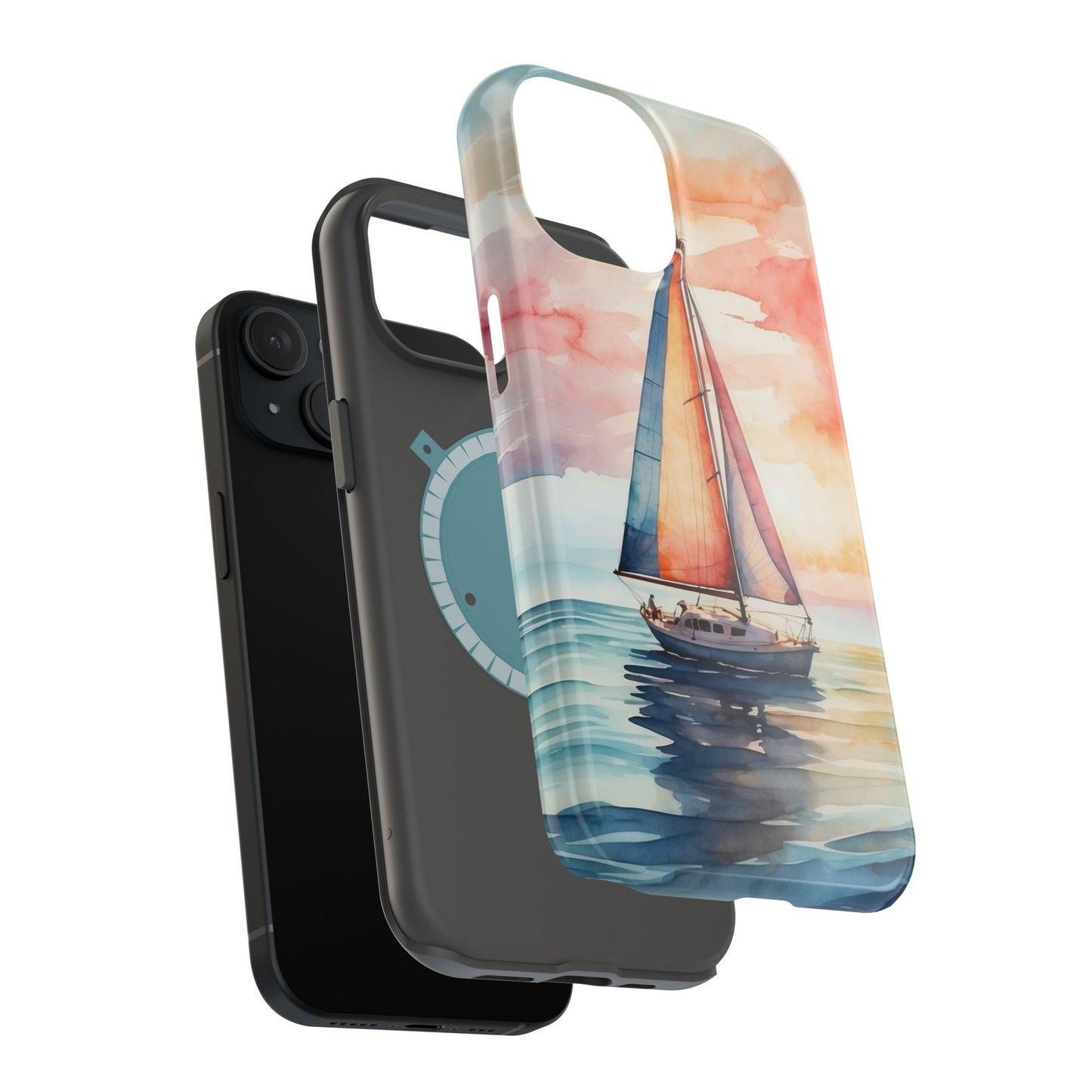 Sailboat Sunset MagSafe iPhone Case – Vibrant Watercolor Design