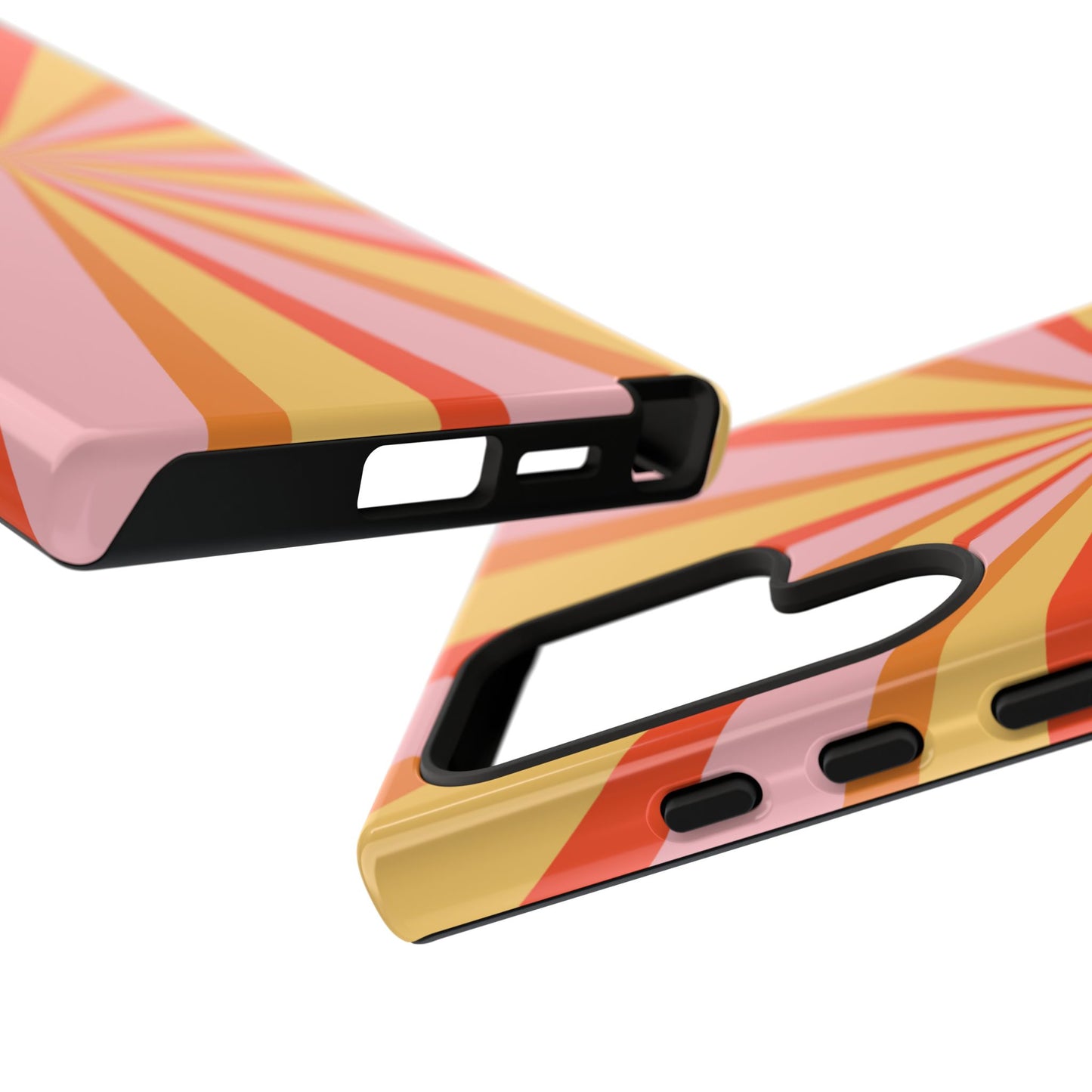 Bold Retro Sunburst Samsung Galaxy Case – Vibrant 70s-Inspired Rays in Orange, Pink, and Yellow