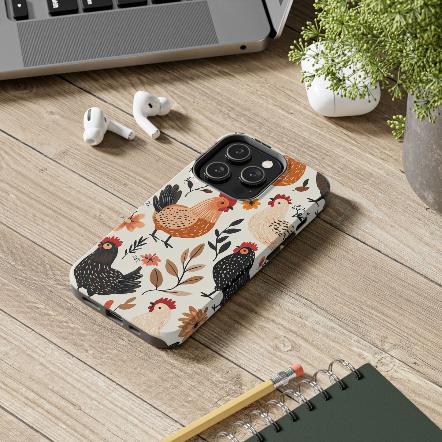 iPhone Case: Cluckin' Vintage – Chickens & Leaves