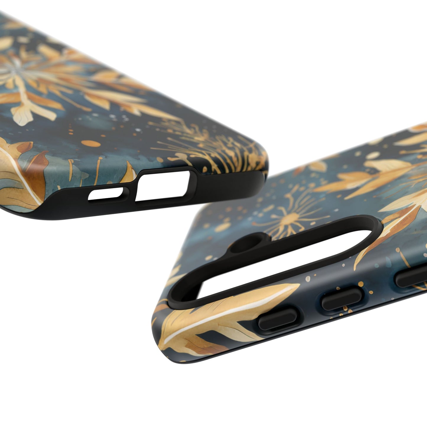 Gold Floral Snowflakes on Midnight Blue - Samsung Galaxy Series Case