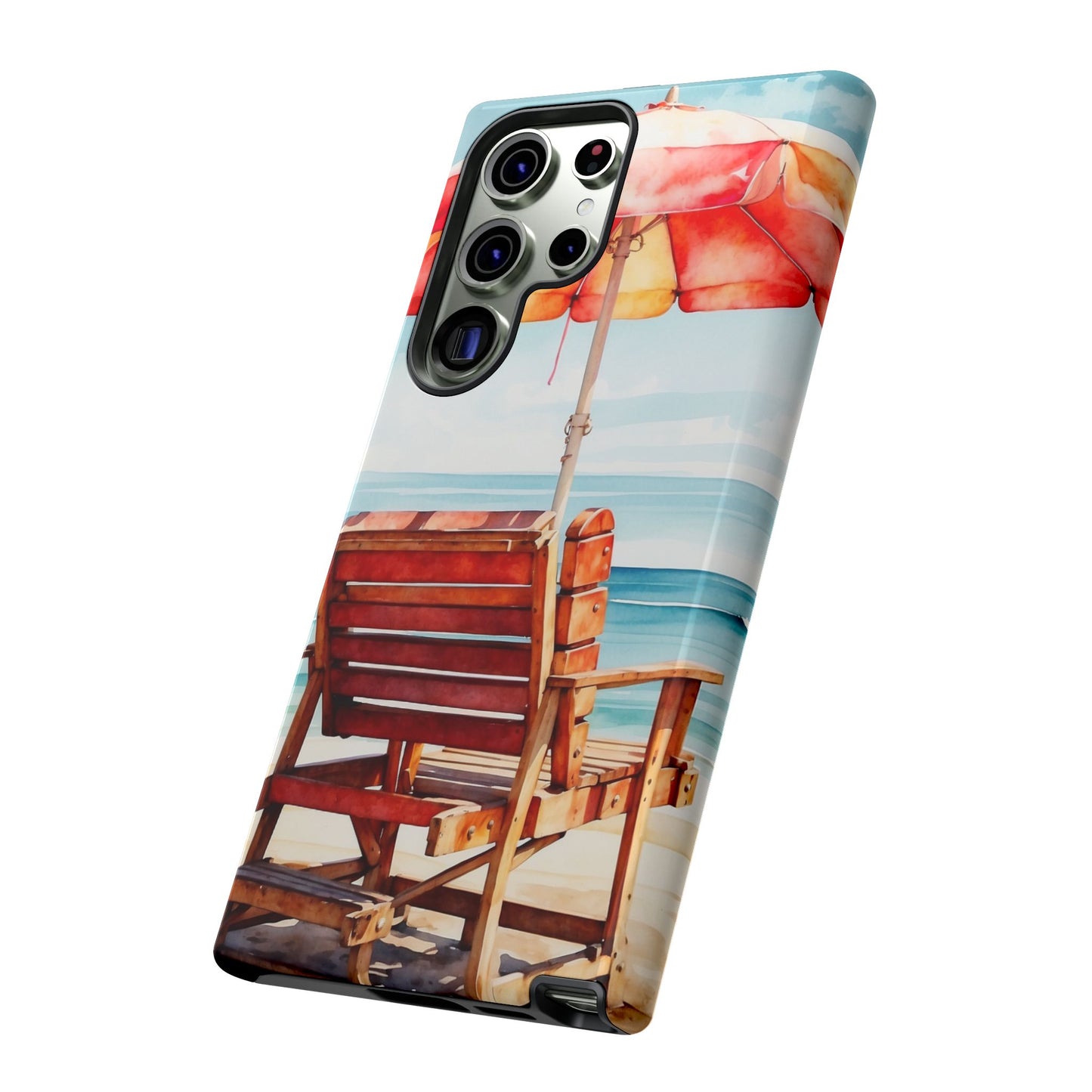 Beachfront Sunset Lounge Samsung Galaxy Case – Vibrant Watercolor Design