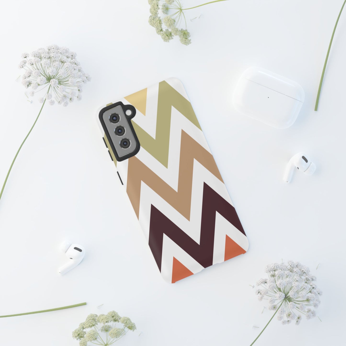 Earthy Chevron Samsung Galaxy Case – Boho-Inspired Design with Dual-Layer Protection