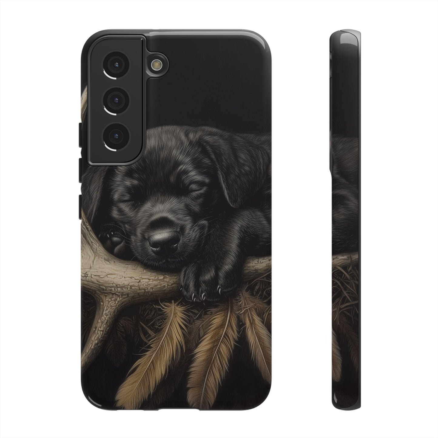 Adorable Black Labrador Puppy on Feathers Samsung Galaxy Case