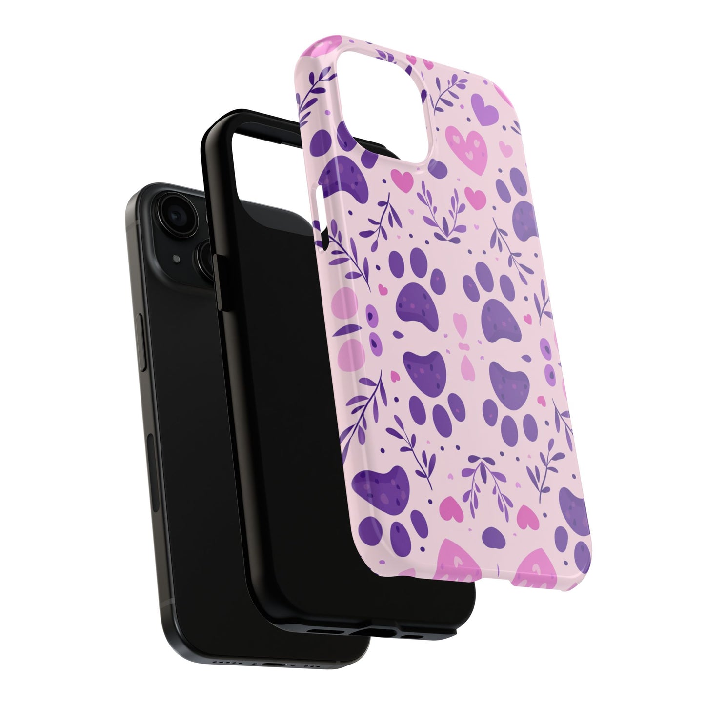 Pastel Paw Print iPhone Case - Cute Pet-Themed Floral Protective Cover