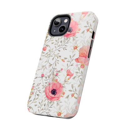 Pink Floral Watercolor iPhone Case – Feminine Poppy Blossom Design