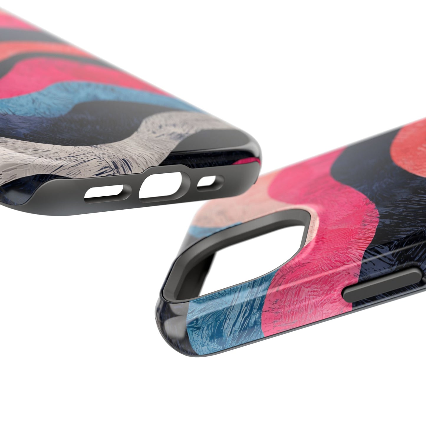 Abstract Wave Pattern MagSafe iPhone Case – Shockproof, Matte Finish, Dual-Layer Protection