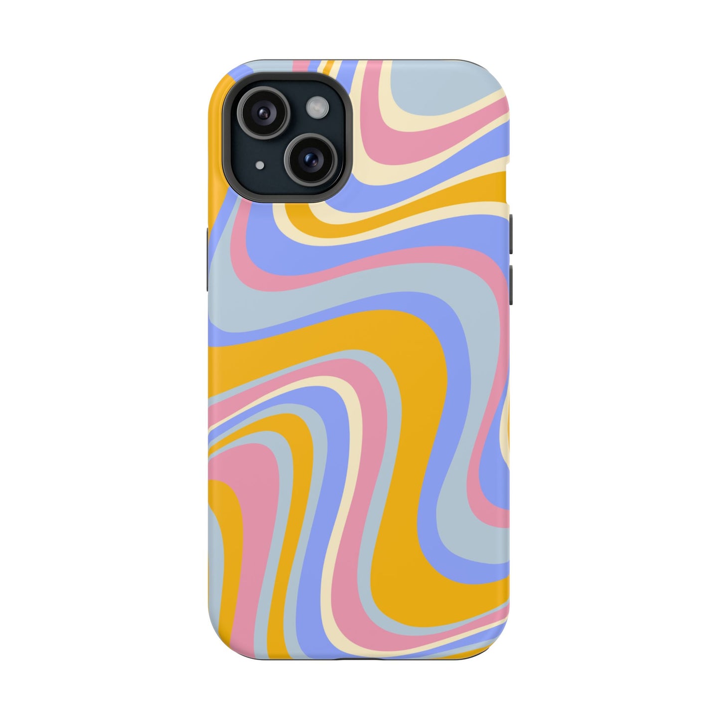 Groovy Pastel Waves MagSafe iPhone Case – 70s-Inspired Design with Dual-Layer Protection