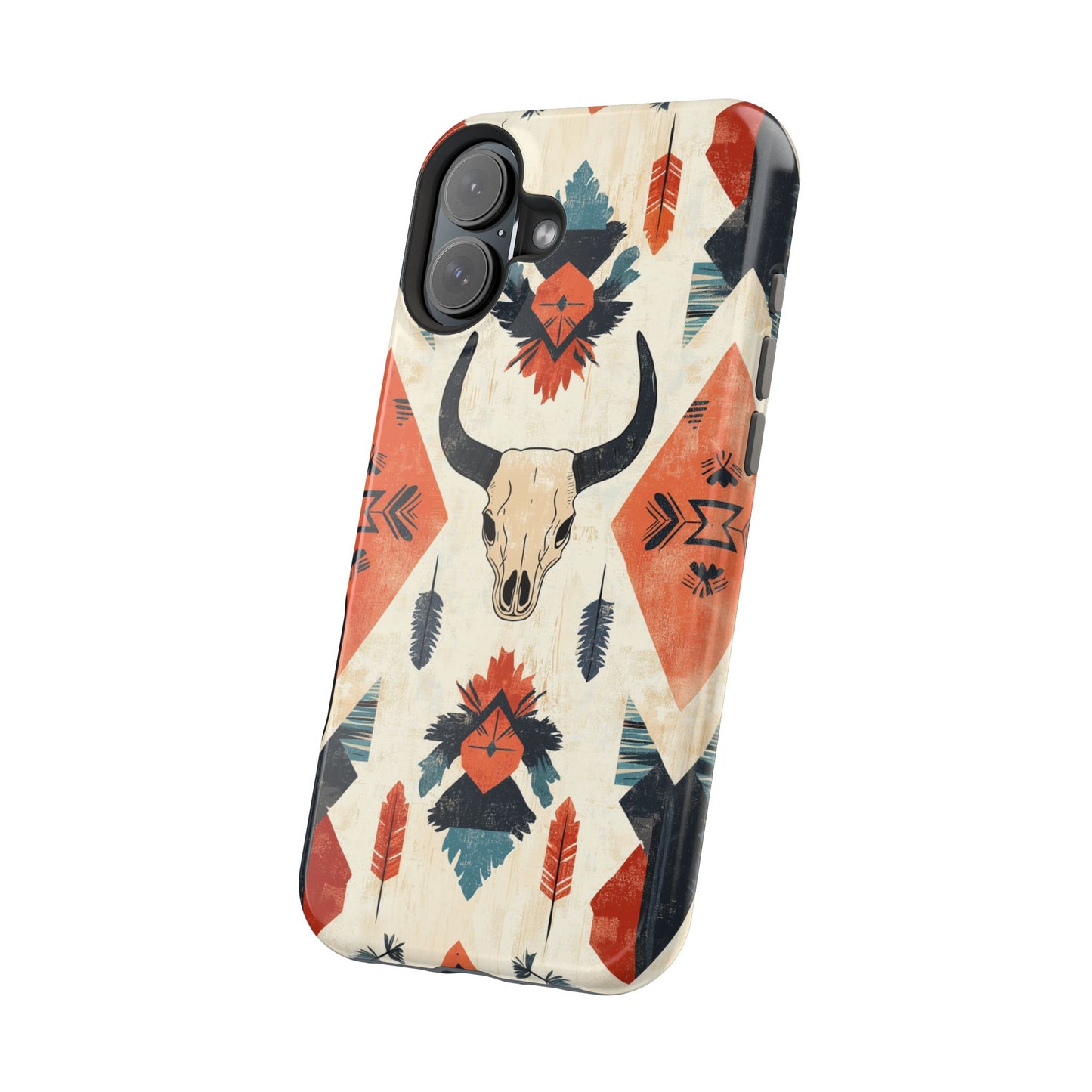 Southwestern Boho Skull Tough MagSafe iPhone Case – Durable Matte Finish, Dual-Layer Protection