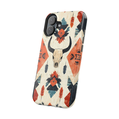 Southwestern Boho Skull Tough MagSafe iPhone Case – Durable Matte Finish, Dual-Layer Protection