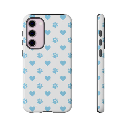 Blue Paw Prints & Hearts – Samsung Galaxy Case for Pet Lovers