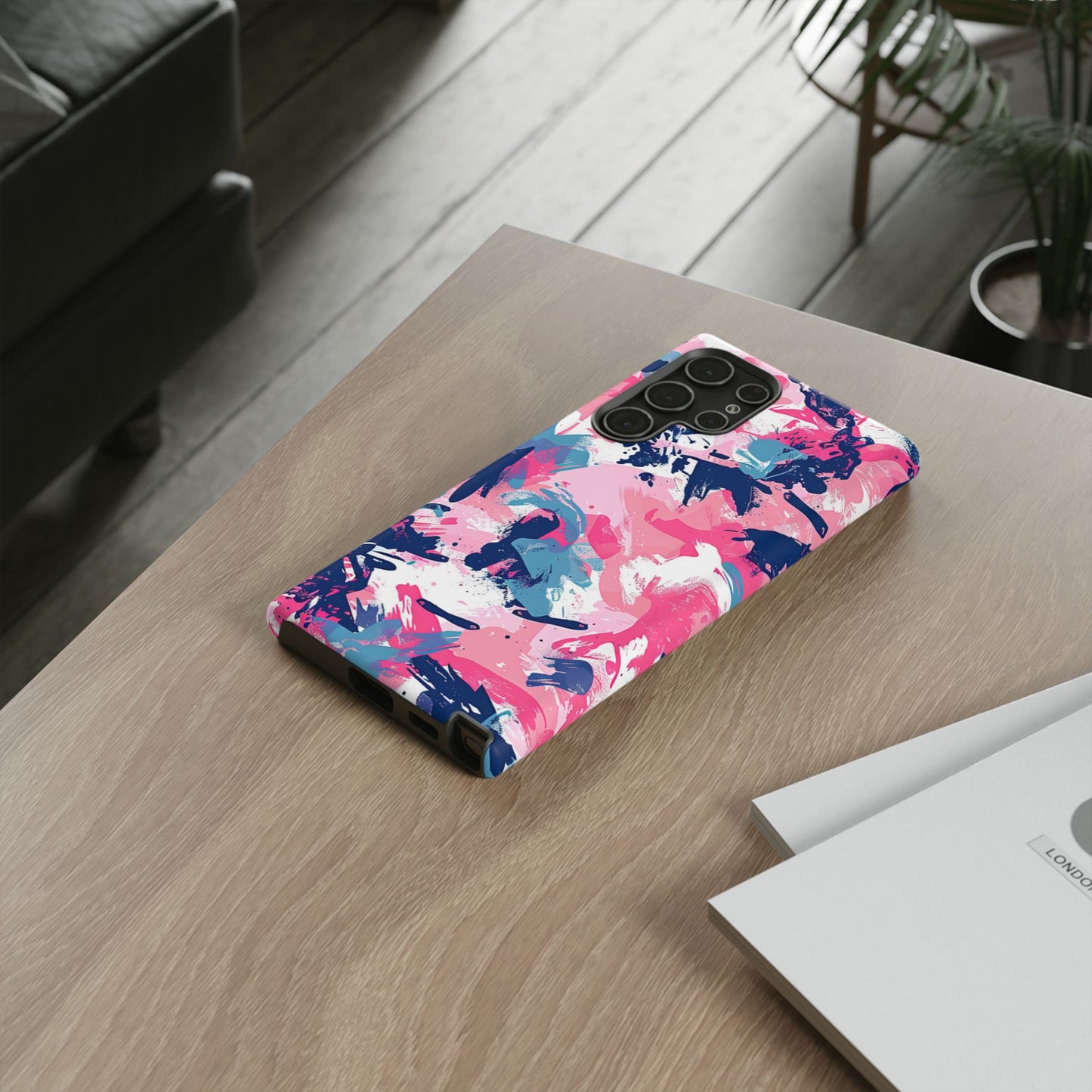 Vibrant Pink & Navy Abstract Splash – Samsung Galaxy Case