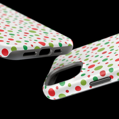 Red & Green Christmas Polka Dots – MagSafe iPhone Case