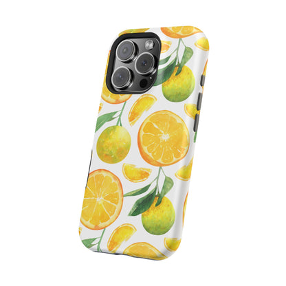 Sunny Citrus Grove Tough MagSafe iPhone Case – Watercolor Orange Design, Dual-Layer Protection