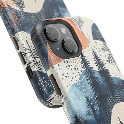 Winter Forest MagSafe iPhone Case | Watercolor Trees & Mountains