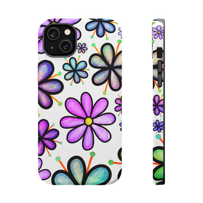 Whimsical Lavender Floral MagSafe iPhone Case – Ultra-Slim, High-Gloss Finish