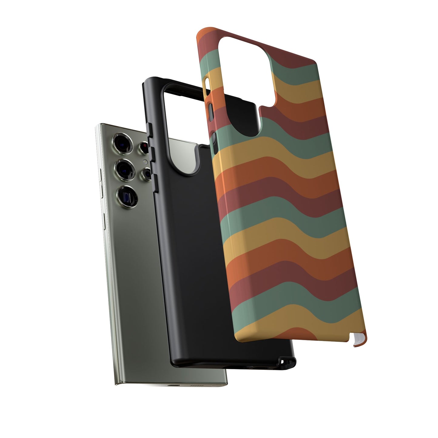 Retro Vibe Wavy Stripes Samsung Galaxy Case – 70s-Inspired in Teal, Orange, and Rust