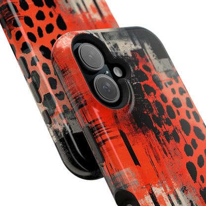 MagSafe iPhone Case: Cheetah Plaid – Red & Black Pattern