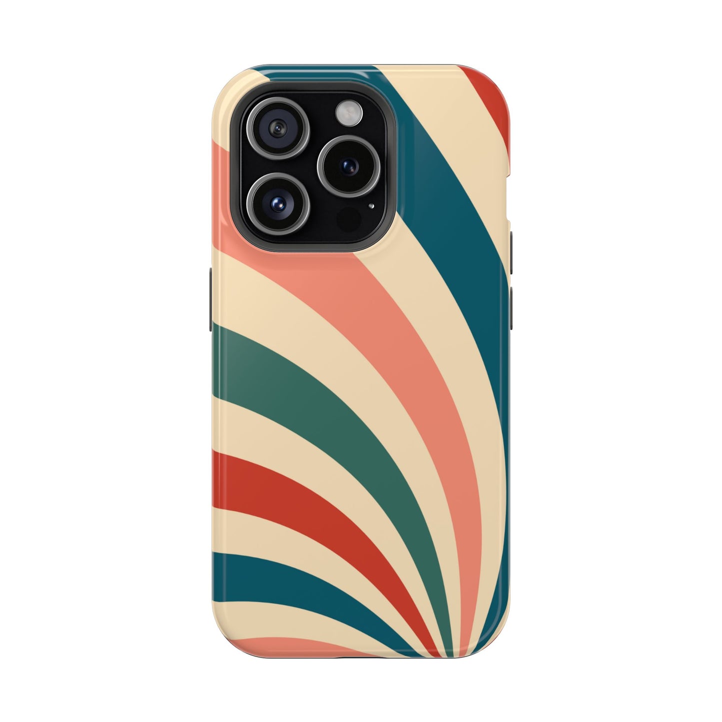 Retro Sunburst Swirl MagSafe iPhone Case – Dual-Layer Protection with Bold 70s Vibes