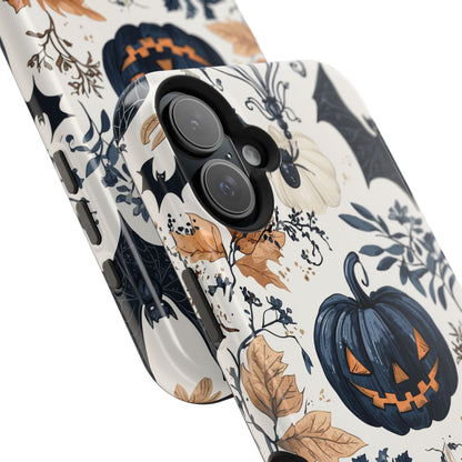 Vintage Halloween MagSafe iPhone Case – Dark Jack - o' - Lanterns, Bats, and Autumn Leaves Design - BOGO Cases