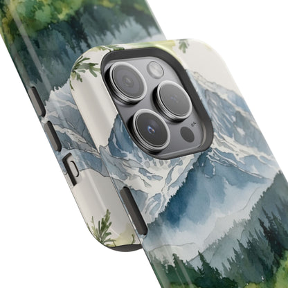 Watercolor Alpine Mountainscape - MagSafe iPhone Case