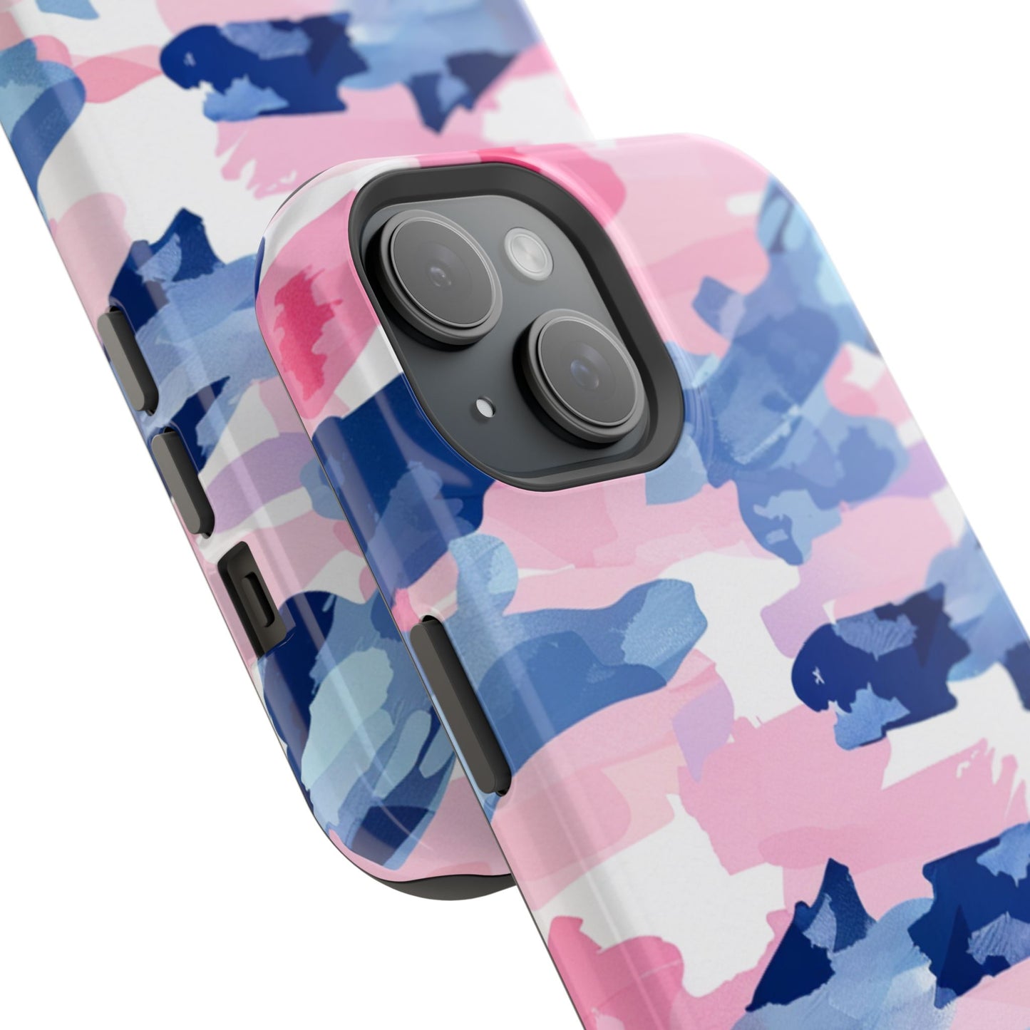 MagSafe Case: Dynamic Pink & Navy Brushstroke Art