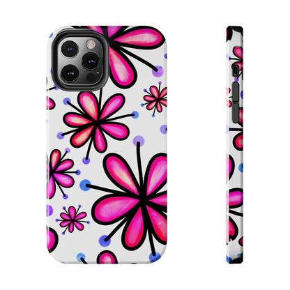 Pink Retro Bloom iPhone Case – Ultra-Slim Design, Glossy Finish