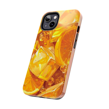 Citrus Splash iPhone Case – Bright Orange Slices & Ice, Dual-Layer Protection