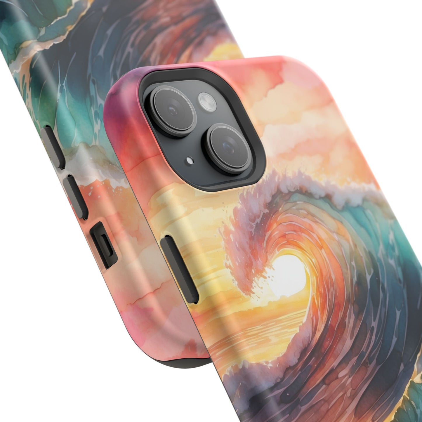 Ocean Sunrise Wave MagSafe iPhone Case – Vibrant Watercolor Wave Design