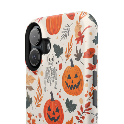 Halloween Pumpkin & Skeleton MagSafe iPhone Case – Spooky Autumn Design