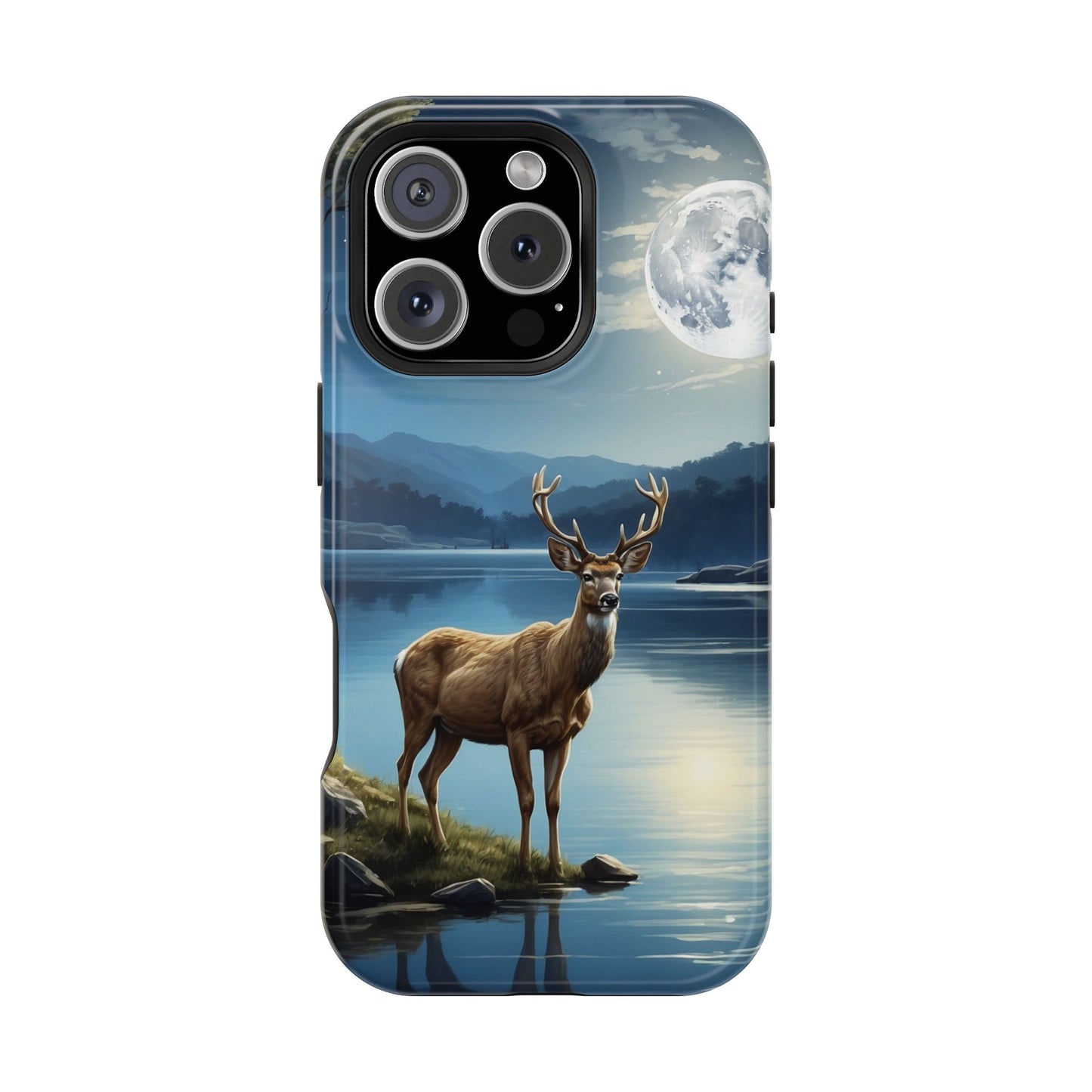 Moonlit Elegance: Stag by the Lake – MagSafe iPhone Case