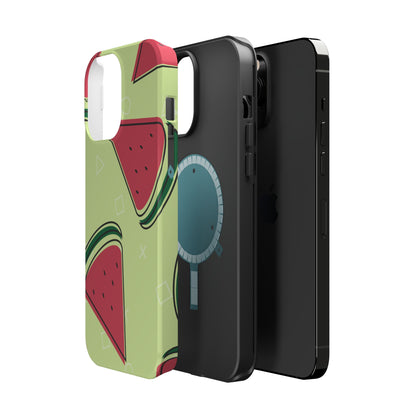 Watermelon Slice MagSafe iPhone Case – Fresh & Fun Design with Retro Geometric Pattern