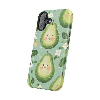 Smiling Avocados Tough MagSafe iPhone Case – Cute Avocado Design, Dual-Layer Protection