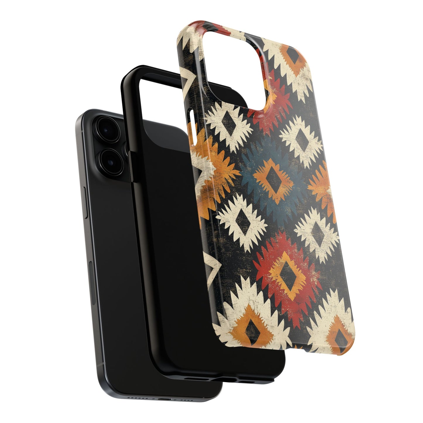 Rustic Tribal Sunburst Tough iPhone Case – Vibrant Geometric Design, Dual - Layer Protection - BOGO Cases