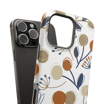 Modern Botanical Berries Tough MagSafe iPhone Case – Earthy Tones & Navy Accents, Shock-Resistant