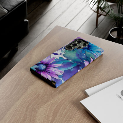 Purple & Teal Watercolor Floral Samsung Galaxy Case - Artistic Flower Design