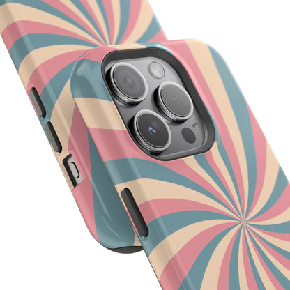 Vintage Pastel Swirl MagSafe iPhone Case – Dual-Layer Protection with 70s-Inspired Design