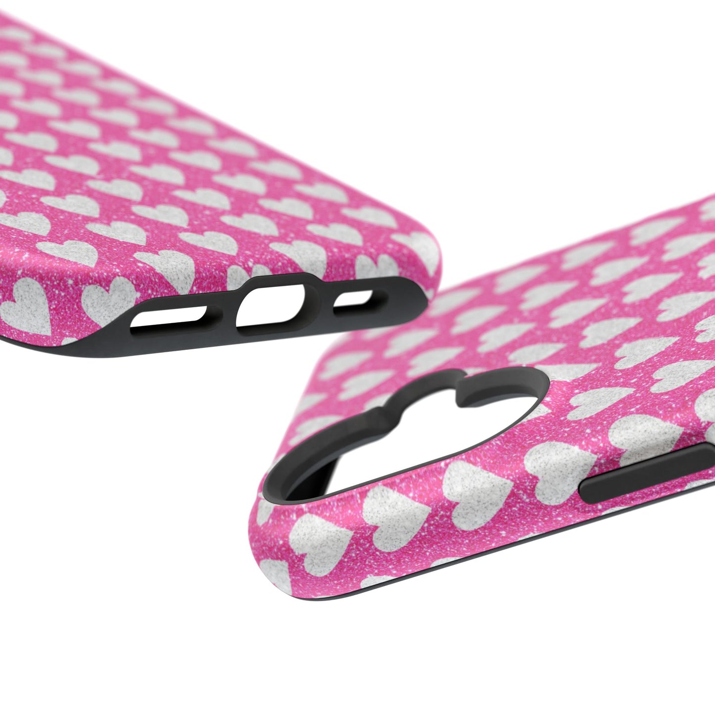 Pink Glitter Heart Pattern MagSafe Case