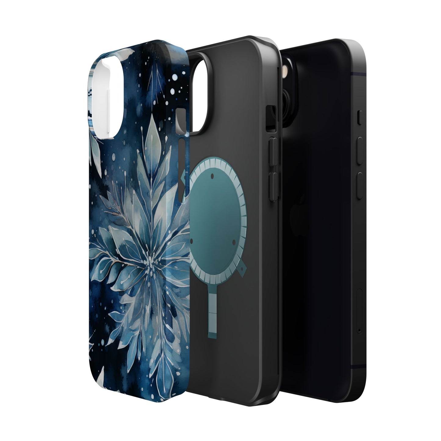 Winter’s Embrace – Blue Snowflake MagSafe iPhone Case