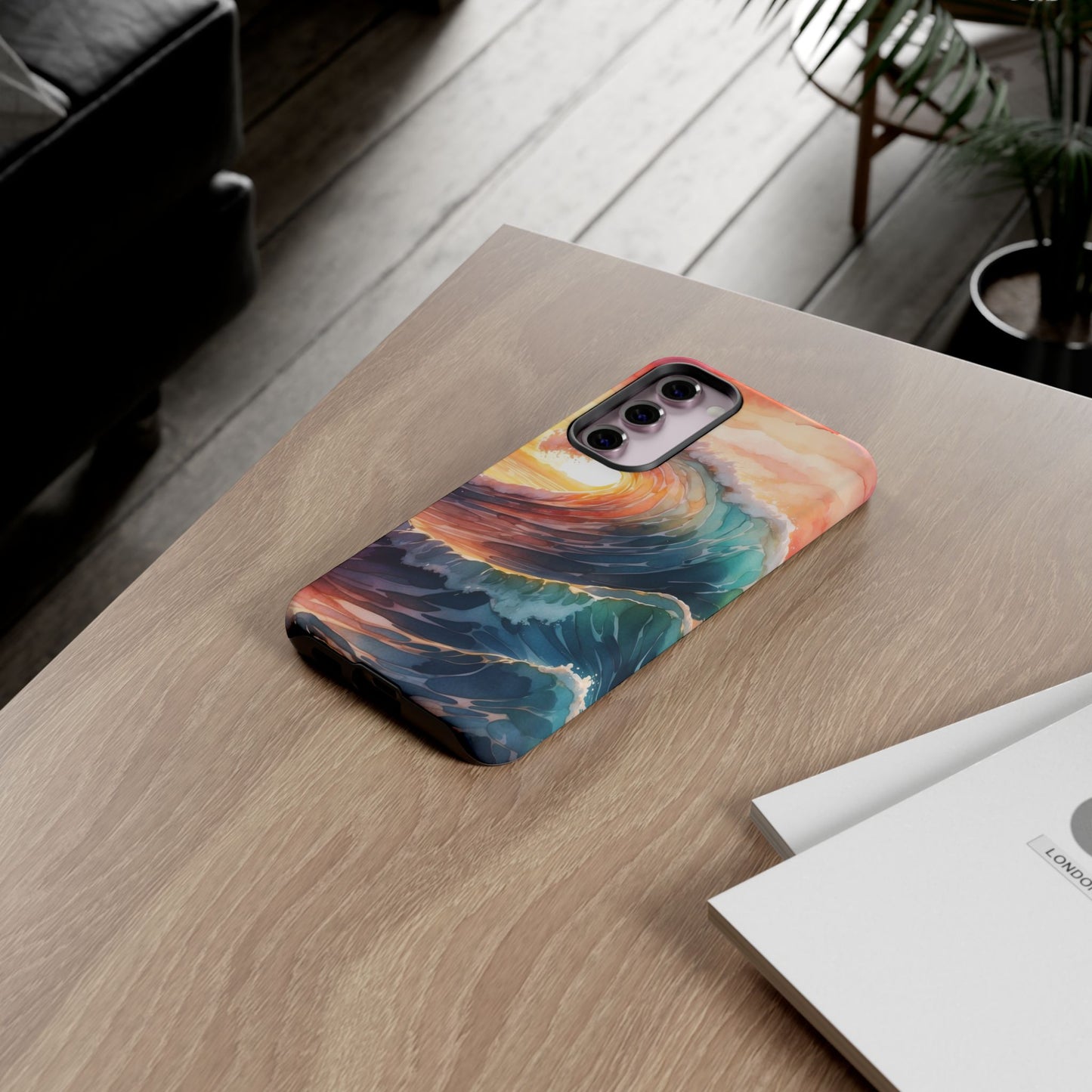 Ocean Sunrise Wave Samsung Galaxy Case – Vibrant Watercolor Wave Design