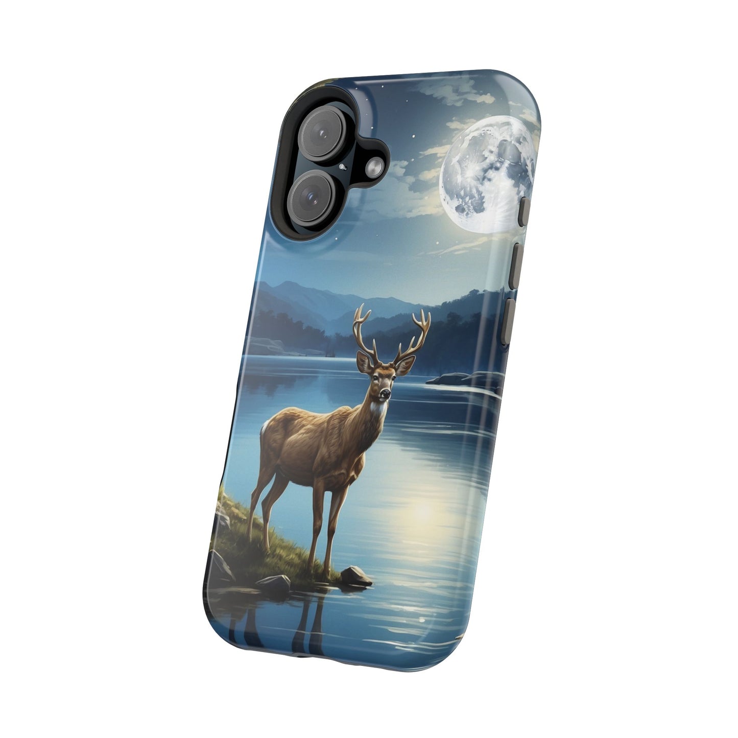 Moonlit Elegance: Stag by the Lake – MagSafe iPhone Case