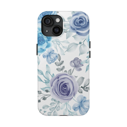 Elegant Blue & Violet Roses iPhone Case – Luxurious Floral Design for Chic Device Protection