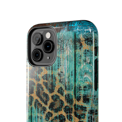 Turquoise Rustic Leopard Wood - iPhone Series Case