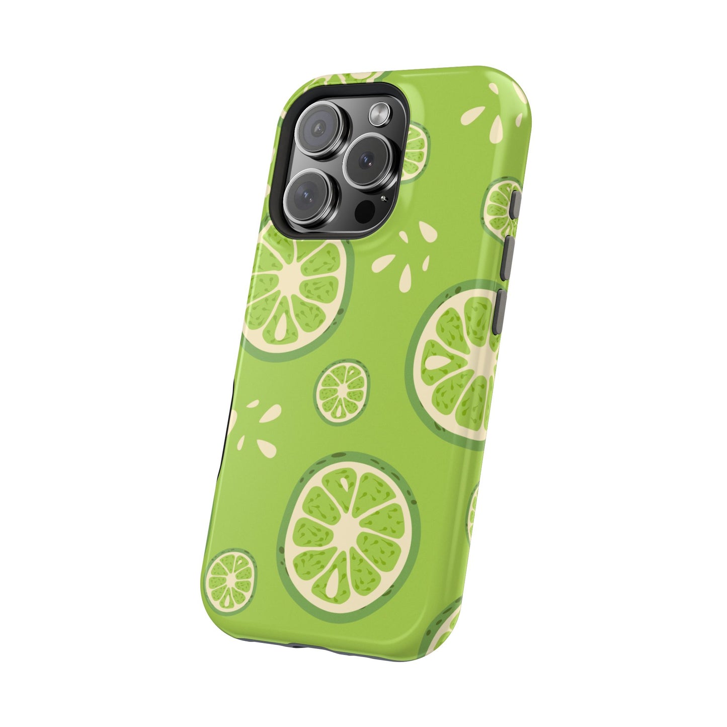 Zesty Lime Splash Tough MagSafe iPhone Case – Fresh Citrus Design, Dual-Layer Protection